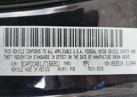 2018 Dodge Journey Se из США, поврежденный, VIN 3C4PDCAB1JT166911